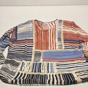 ZOZO Red and White Striped Linen Blend Top